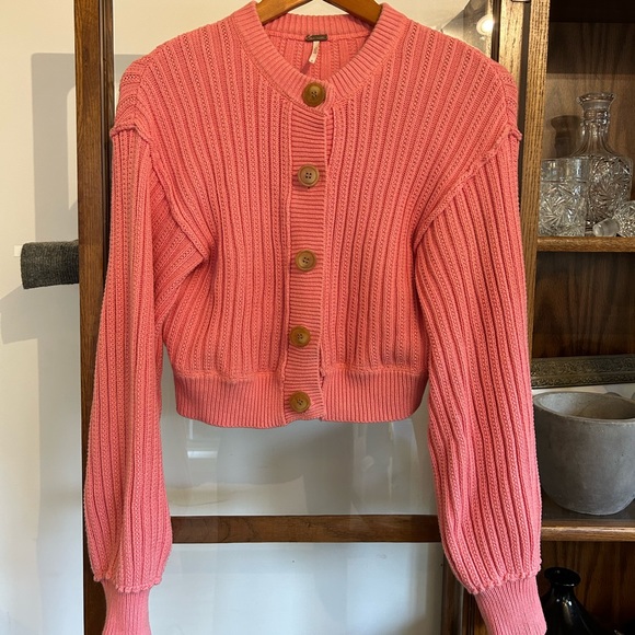 Free people all yours knit cardigan in pink - Picture 4 of 9